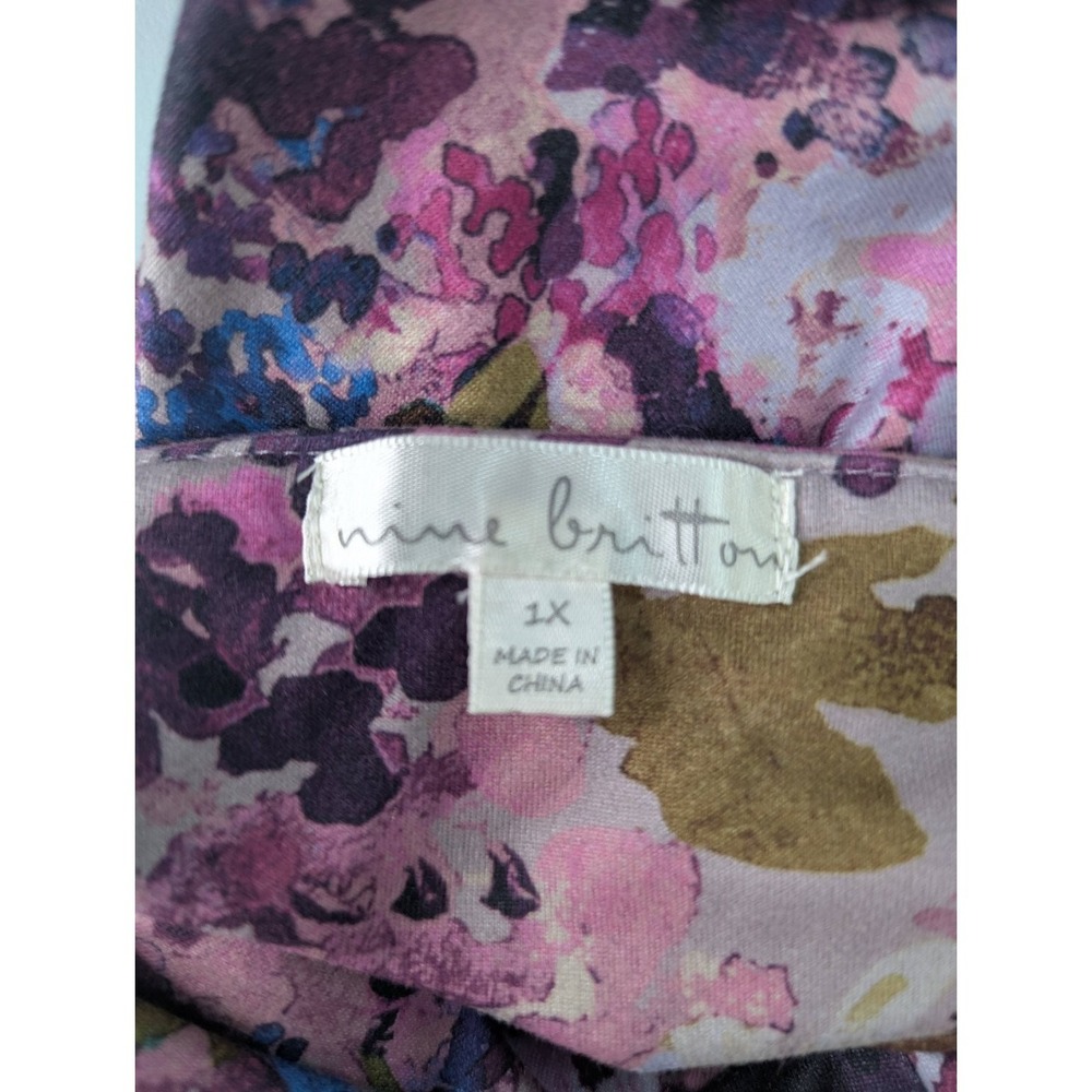 Nine Britton Dress Women's 1X Floral Print Sleeveless Tie Straps - Picture 5 of 7